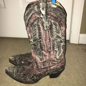 Corral Pink and Gray Cowboy Boots